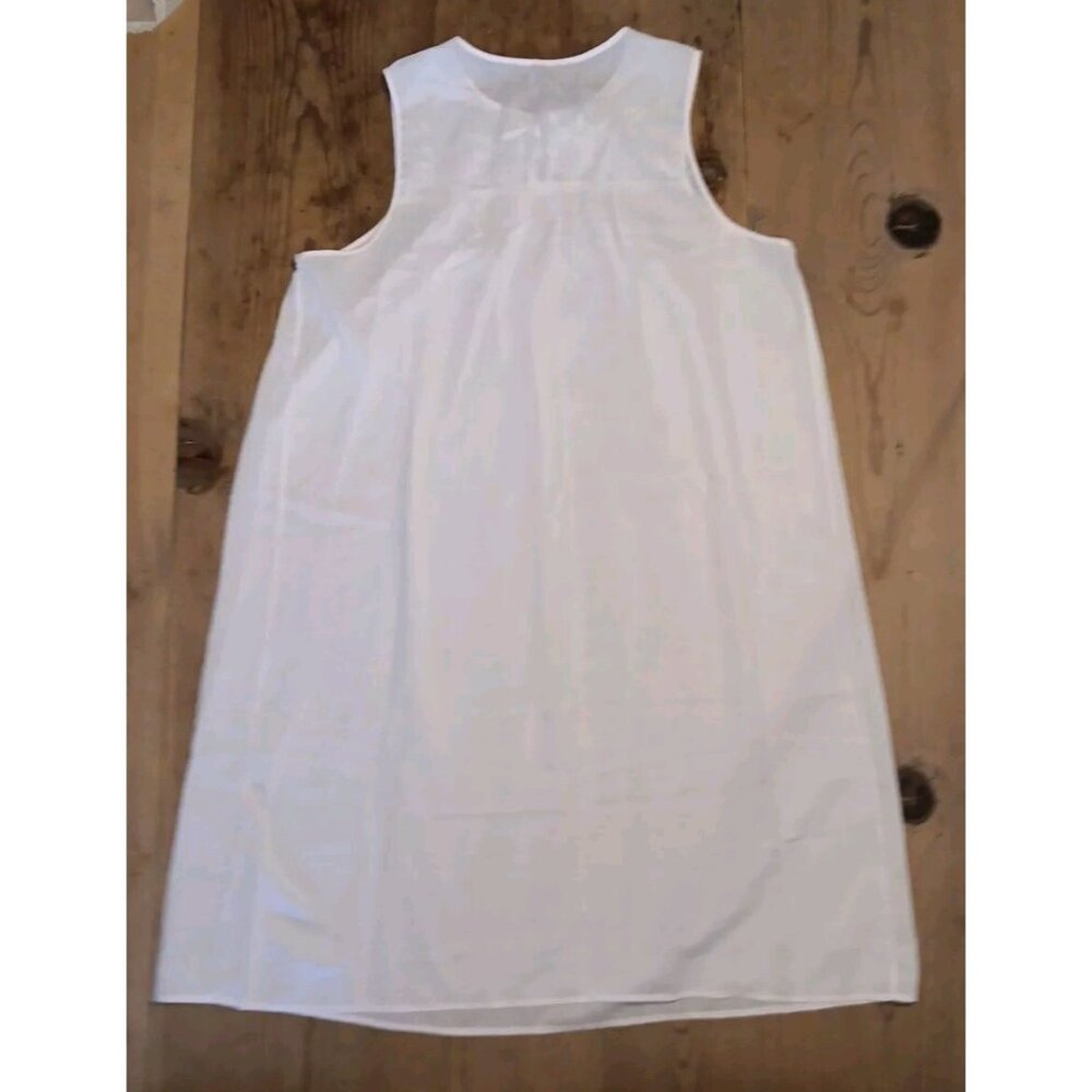 Vtg White Semi Sheer Cottagecore Prairie Slip Nightgown Womens L Sleeveless - Picture 7 of 7